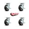 Service Caster 5 Inch Rubber on Aluminum Swivel Caster Set with Roller Bearings and Brakes SCC SCC-30CS520-RAR-TLB-4 - alternate 2